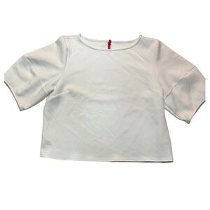 SPANX White Cropped Boat Neck 3/4 Sleeve Top Size L G